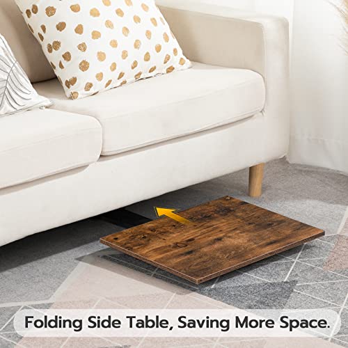 HOOBRO Side Table Height Adjustable, Folding TV Tray Table, TV Dinner Table for Eating, Small Folding Table, Foldable Coffee Snack Table for Smal