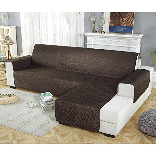 PETCUTE Sofa cover L shape quilted corner sofa cover sectional sofa protector with Chaise right hand Waterproof sofa covers 240x270cm
