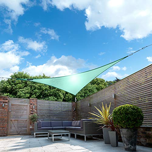 Kookaburra Waterproof Garden Sun Shade Sail Canopy in Turquoise 98% UV Block (5m Triangle)