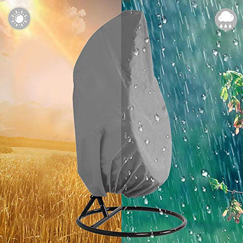 Patio Hanging Chair Cover 210D Oxford Fabric Heavy Duty Waterproof Veranda Patio Cocoon Egg Chair Garden Furniture Protective Cover with Elastic