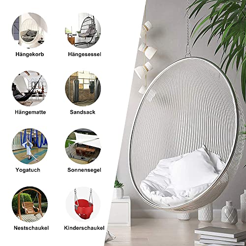 Hanging Chair Chain, 65cm/25in Hammock Chair Hardware, Chain with Two Carabiners, 304 Stainless Steel Indoor Outdoor Hanging Kits for Hanging Swi