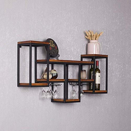 NEOCHY Wine Rack Modern Wall-Mounted Metal Household Modern Wall-Mounted Wine Bottle Hanging Goblet Rack Storage Rack Home Kitchen Decoration Dis
