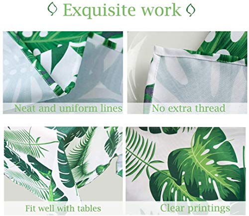 Eternal Beauty 152cm Round Palm Leaf Indoor Outdoor Splashproof Tablecloth with Umbrella Hole and Zipper for Patio Garden Party and BBQ (60")
