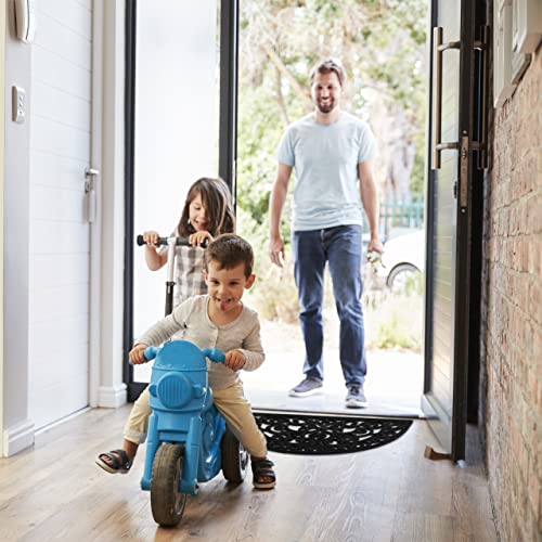 Relaxdays Rubber Doormat 60 x 40 cm, Weatherproof, Non-Slip, Ornaments, Indoor and Outdoor Door Mat, Black