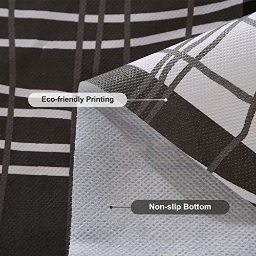 ENCOFT Rectangle Tablecloth Plastic, Waterproof Vinyl Tablecloth for Rectangular Table, Gray Black Stripes Oil Proof Spill Proof PVC Table Cloth