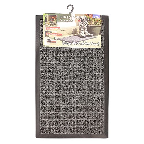 JVL Patterned Dirt Stopper Scraper Square Design Entrance Door Mat, Grey, 45 x 75 cm