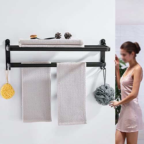 HIGOH Towel Racks,Bathroom Towel Rack Wall Mounted Towel Holder,Towel Rack,Wall Mounted Folding Towel Holder Storage Shelf with Hook,Bathroom Acc