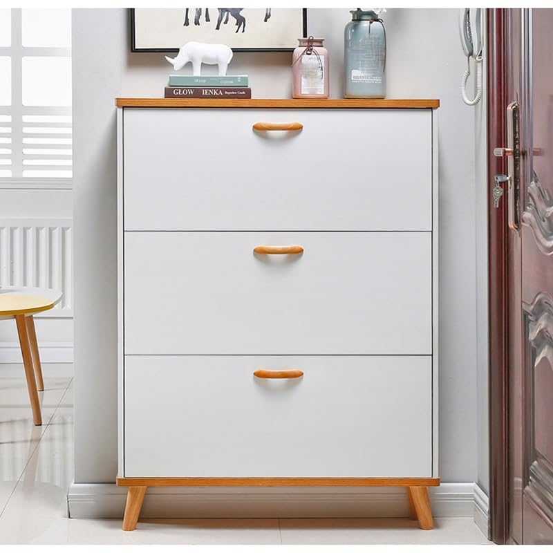TJLSS Ultra-Thin Shoe Cabinet Home Doorway Home Tilting Entrance Cabinet Integrated Solid Wood Leg Shoe Rack