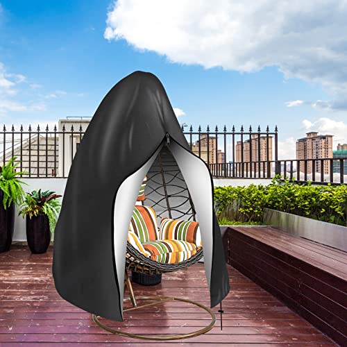 Teynewer Patio Hanging Egg Chair Cover, Outdoor Single Seat Swing Egg Chair Cover Waterproof with Zipper, Outdoor Swing Egg Chair Cover 190 x 115