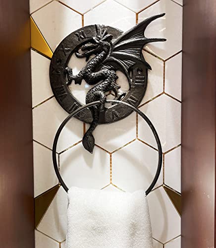 Konjouror Cast Iron Antique Dragon Towel Ring, Wall Mounted Medieval/Gothic Accessories for Bathroom