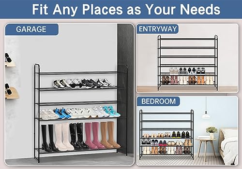KEETDY Large Shoe Rack 6 Tier Organizer Tall Metal Shoe Organizer for Entryway Bedroom Floor Garage, Wide Shoe Shelf Storage Fits 42 Pairs Men Sn