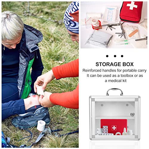 Cabilock First Aid Box with Security Lock 2 Tier Medicine Box Aluminum Alloy First Aid Case Key Storage Lock Box Emergency Lock Organizer for Hom