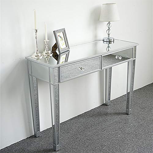 Sawandoo Mirrored Makeup Table Desk Vanity for Women with 2 Drawers