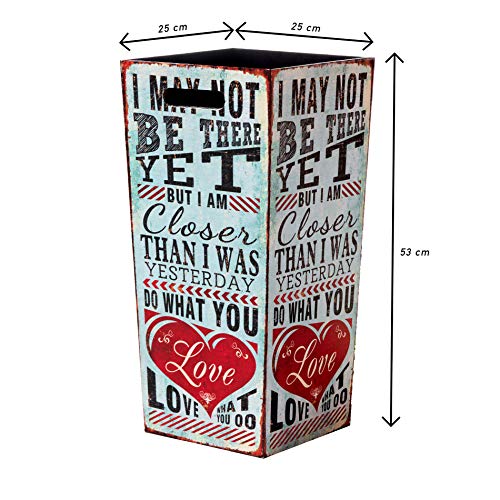 Rebecca Mobili Umbrella Holder Umbrella Stand Canvas Light Blue Rectangular Phrases Retro Entrance Home - 50 x 21 x 21 cm (H x W x D) - Art. RE47