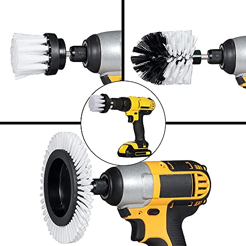 Brush Attachment Drill Set 5 Pieces Drill Brushes Attachment Cleaning Brush Rim Brush Scrubber Cleaning Brush Kit for Rims, Bathtub, Tiles, Kitch