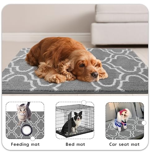 Ompaa Moroccan Trellis Door Mat Indoor Outdoor, Dog Mat for Muddy Paws, Dog Rugs for Floors, Super Absorbent Non-Slip Washable Dirt Trapper, Insi