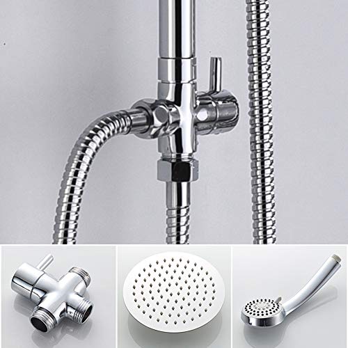 Ibergrif M20702 Shower Column System Without Tap, Shower Set Included Rainfall Shower Head, Handheld Shower, Hoses, Diverter, Shower Rod, Mountin