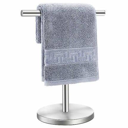 Zitalupy T-Shape Bath Hand Towel Holder Standing, Stainless Steel Free Standing Hand Towel Rack with Heavy Base, for Bathroom Kitchen & Counterto