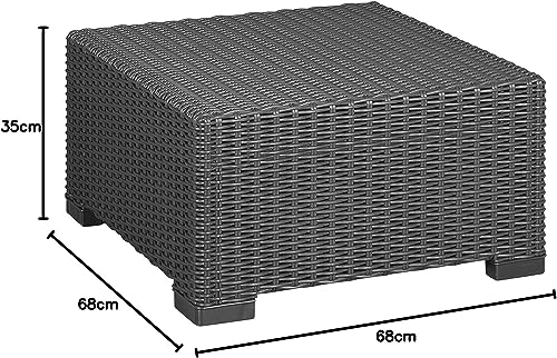 Rattan Indoor/Outdoor Coffee Table - Graphite Garden Furniture | with Soft Round Plastic wicker effect | Versatile, Durable, and Low Maintenance