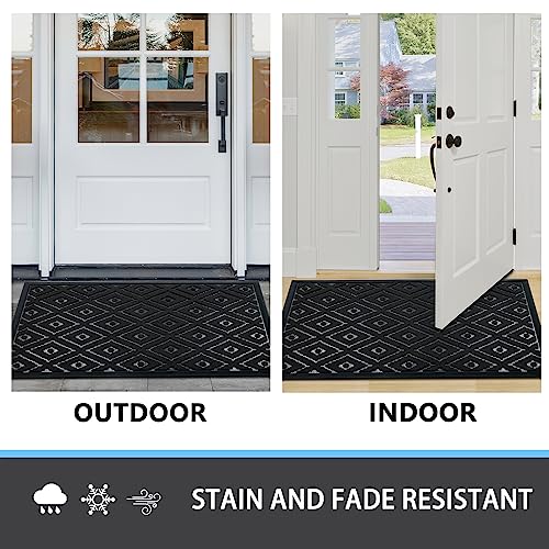 REFETONE Door Mats Outdoor, Heavy Duty Non Slip Rubber Outdoor Mat for Front Door, Low Profile Waterproof Outdoor Doormats for Outdoor Entrance,