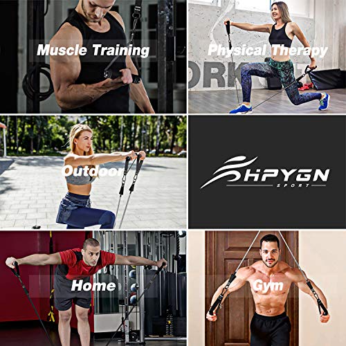 HPYGN Resistance Bands Set, 150lb 200lbs 250lbs Exercise Resistance Bands with Handles, 5 Tube Fitness Bands with Door Anchor, Handles, Portable