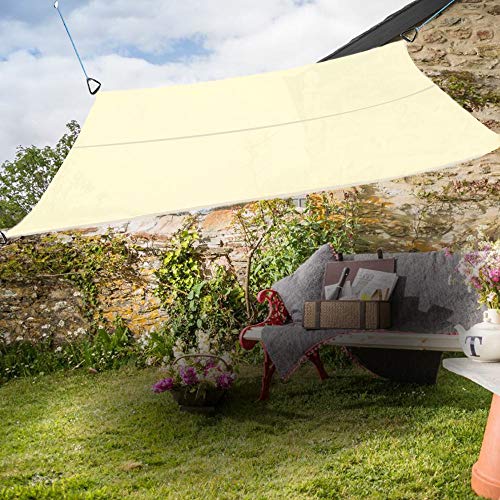 Greenbay Anti-UV Sun Shade Sail Garden Patio Yard Party Sunscreen Canopy 98% UV Block Rectangle Cream 5x4m