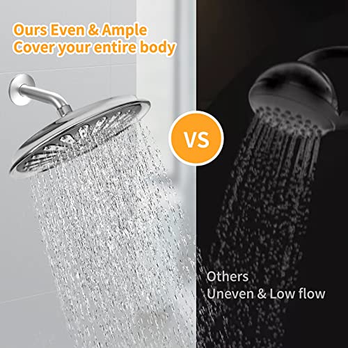 HIVEHICLE Rainfall Shower Head High Pressure – 8 Inch Large Fixed Showerhead Water Saving Luxury Free Installation with Brass Swivel Ball,Modern