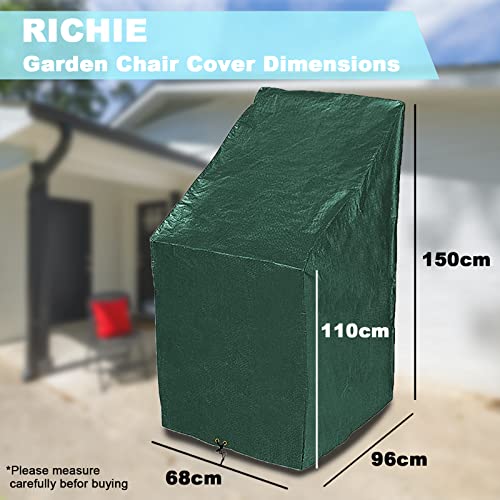 RICHIE Garden Stacking Chair Cover, Outdoor Garden Chair Covers Waterproof Reclining Chair Cover, Patio Chair Covers 68x96x110/150cm, Anti-UV All