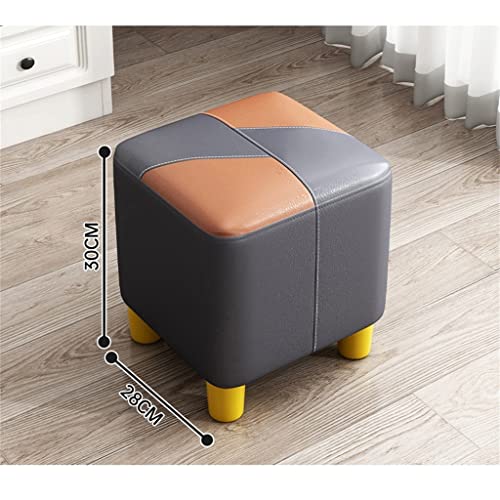 LUKEO Orange Small Stool, Household Small Stool, Living Room Sofa Stool, Soft Bag Stool (Color : Argento, Size : Talla �nica)