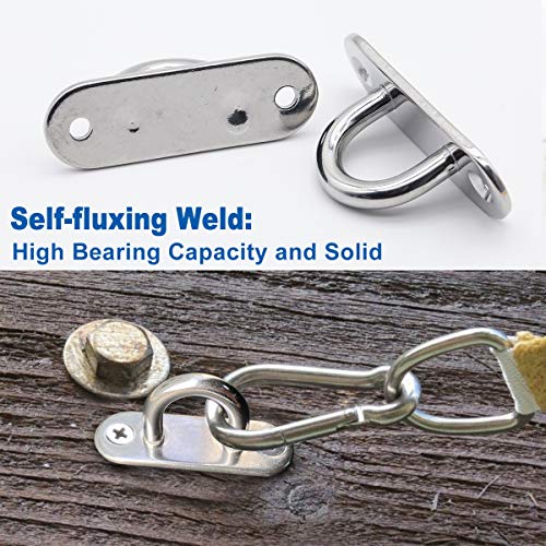 MgcTolBox 8 Sets M6 Eye Pad Plate and Metal Staple Ring Hook Heavy Duty Metal Pad Eye Plate and Carabiner Clips with 16 Screws for Hammocks, Susp