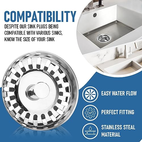 Kitchen Sink Strainer Plug Stainless Steel Thicken for Kitchen Sink, Hole Diameter 78mm