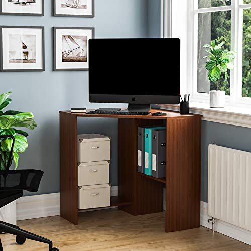 Vida Designs Hetton Corner Computer Desk with Shelves, Home Office PC/Laptop Table, Gaming Study Workstation, Furniture, Black