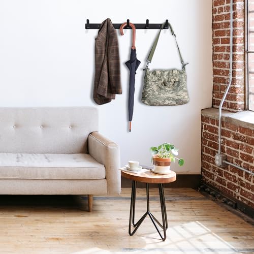 Sevenpers Coat Hangers Wall Mounted, Wall Coat Racks (2 Pack), Heavy Duty Black Coat Hooks, Door Hanger with 5 Hooks, Clothes Hooks and Wall Hook