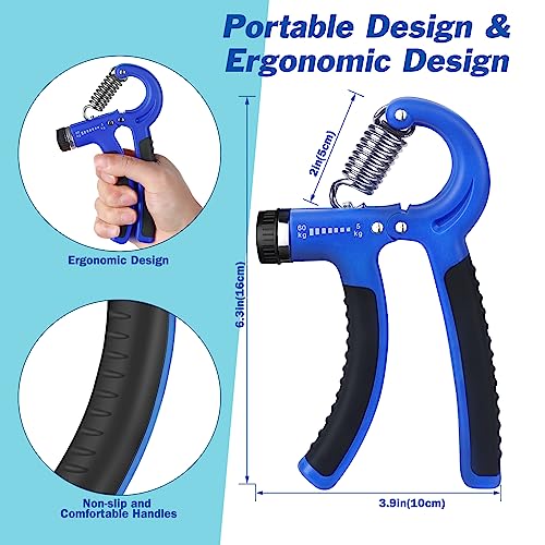 AIXPI Hand Grip Strengthener, Grip Strength Trainer with Adjustable Resistance 11-132 Lbs (5-60kg), Forearm Strengthener, Hand Exerciser for Grip