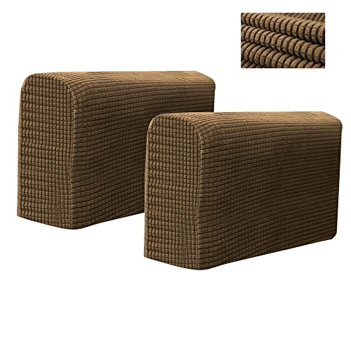 Kaket 2 PCS Sofa Armrest Covers, Chair Arm Protectors Stretch, Sofa Armchair Couch for Sofa, Armchair, Couches, Recliner (Light Grey)