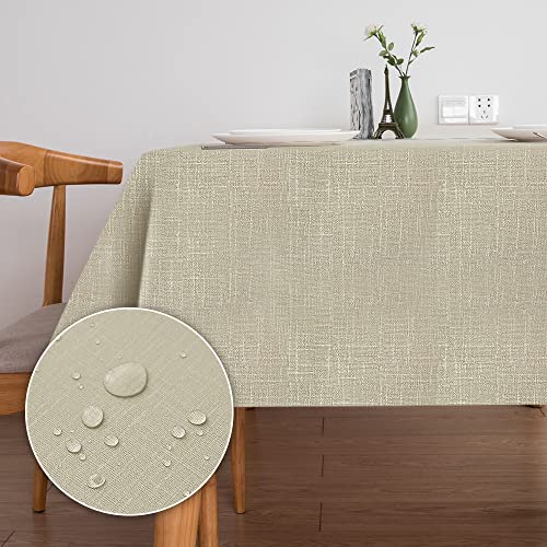 Table Cloth Wipeable PlasticTablecloth Waterproof Table Cover PVC 140 x 200 cm Rectangle Table Protector for Kitchen Picnic Outdoor Indoor(Light