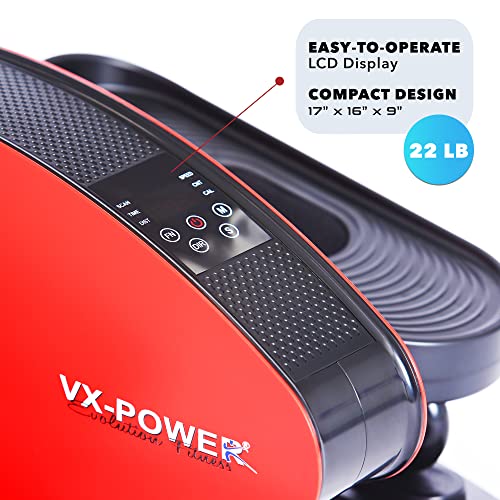 VX-Power Seated Elliptical Bike - Quiet Under Desk Mini Elliptical Machine, Feet Massager, Pedal Exerciser with Built in Display Monitor for Leg