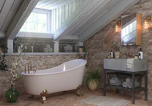 Premier Housewares Bathroom Storage Cabinet Oak Finish Bathroom Shelf Mounted Mirror Wall for Bathroom Large Bathroom Cabinet 63.5 x 30 x 13.5 cm