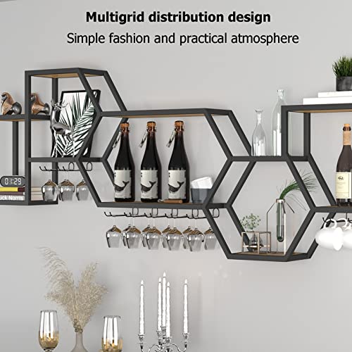 Modern Wall Mounted Wine Rack, Industrial Wine Rack With Shelves, Hanging Wine Holder, Wine Storage Shelf, Liquor Bottle Display Shelf, Wine Rack