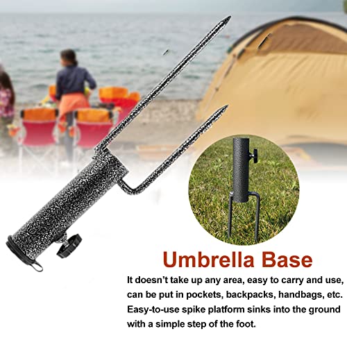 Kisbeibi Patio Umbrella Steel Stand, Beach Umbrella Stainless Steel Anchor Ground Spike Base Metal Ground Grass Auger Holder Stands with 2 Forks(