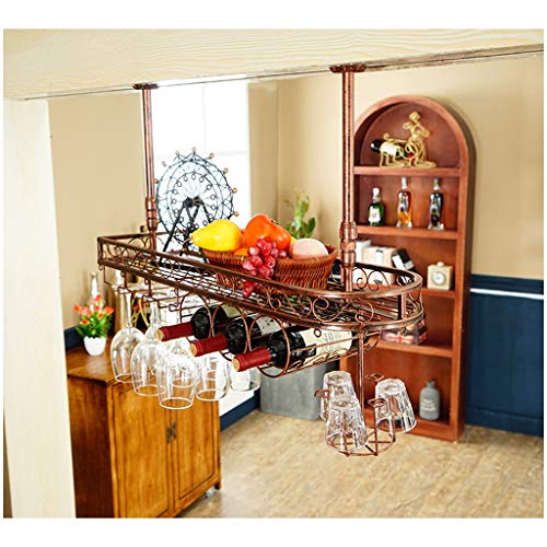 Stylish Simplicity Wine Rack Creative Display Stand Ceiling Wine Rack Household Goblet Rack Vintage Wrought Iron Wine Rack - Restaurant Kitchen B