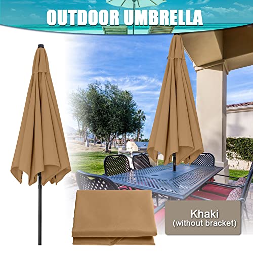 LMYDIDO Replacement Parasol Covers 3 Meters 6 Arms Parasol Replacement Canopy Garden Canopy Cover Replacement Cover for Parasol, Canopy ONLY (Kha