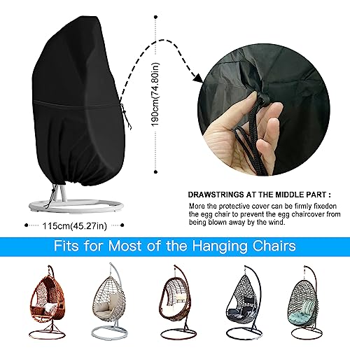 Egg Chair Cover Waterproof Heavy Duty,Patio Hanging Egg Chair Cover 210d Oxford Heavy Duty Egg Chair Covers, For Swing Chairs,(190 X 115cm)