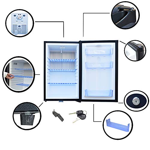 Smad 12V Fridge, Silent Campervan Fridge with Lock, Camping Fridge 12V 240V for Van, RV, Office, Dorm, Hotel, Car Fridge, 50L
