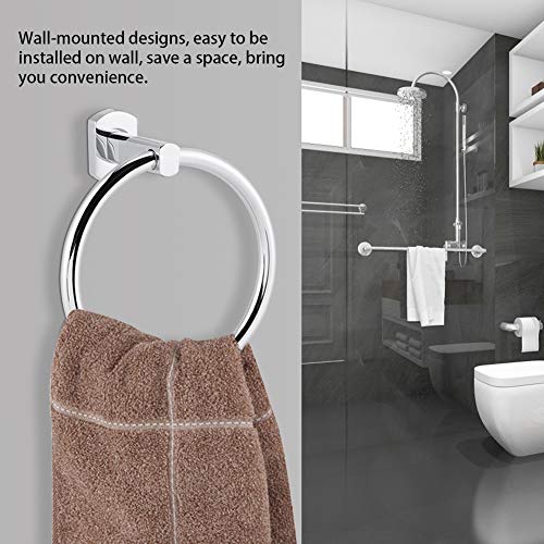Fishlor Hand Towel Ring, Stainless Steel Towel Holder Wall-Mounted Round Towel Rack Bathroom Toilet Kitchen Storage Accessories