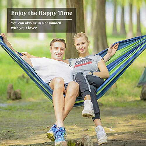 TSKDKIT Double Hammock with Strap 280 x 150cm Durable Canvas Hammock Camping Wide Hammock Bed Garden Hammock with Spreader Bars, Comfortable Hamm
