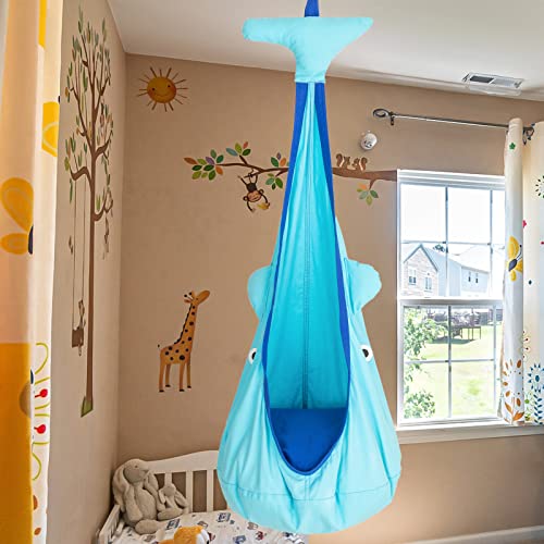 YAERSI Kids Pod Swing Seat,Hanging Hammock Chair,Indoor Swing with PVC Inflatable Cushion for Indoor and Outdoor Use Durable Portable