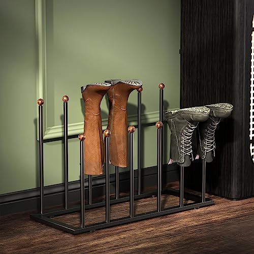 LiebeRen Boot Rack,Boot Rack Organizer Tall Boots,Boot Organizer,Free Standing Boot Racks,Black Metal Boot Rack Fit For 6 Pairs