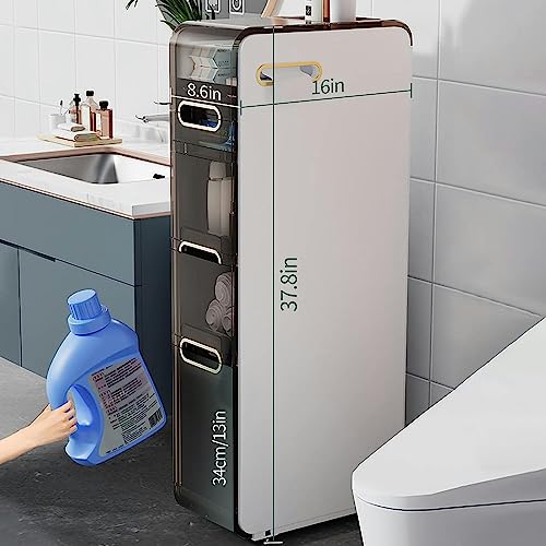 CIADAZ Toilet Paper Storage Stand, Multi-Purpose Storage Cabinet Unit for Small Space, Slim Bathroom Storage Cabinet with 3 Drawers - No Installa