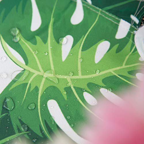 Eternal Beauty 152cm Round Palm Leaf Indoor Outdoor Splashproof Tablecloth with Umbrella Hole and Zipper for Patio Garden Party and BBQ (60")